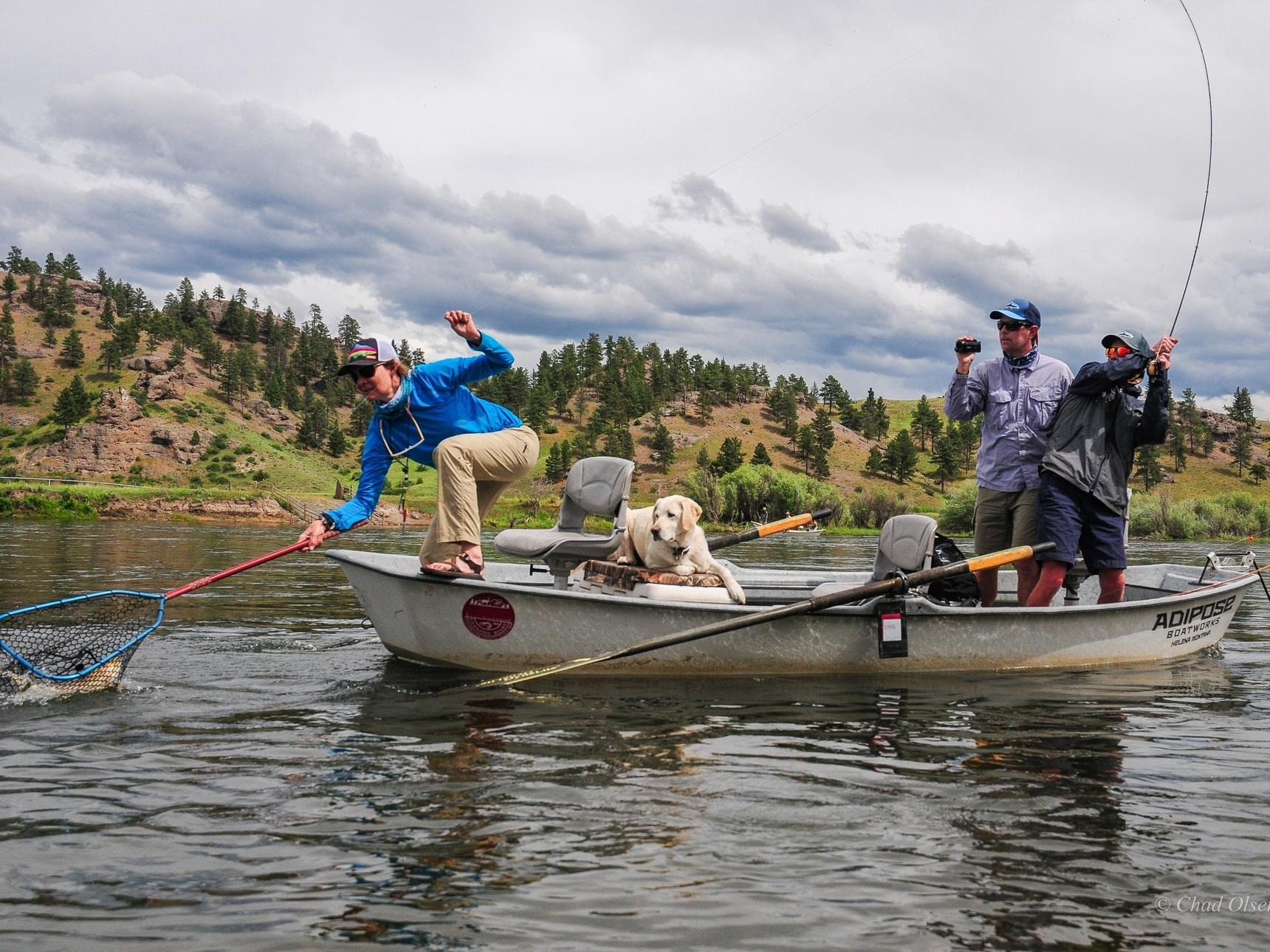 Fighting a Fish on a Montana Fly Fishing Float Trip