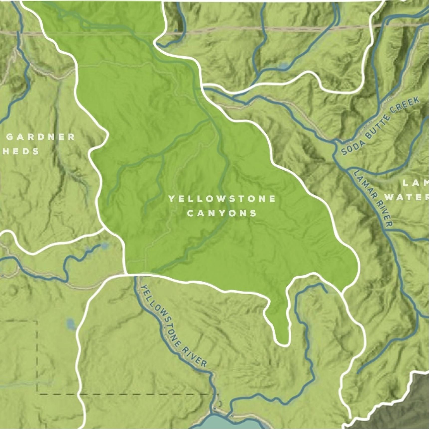 Map of the Yellowstone Canyon watershed